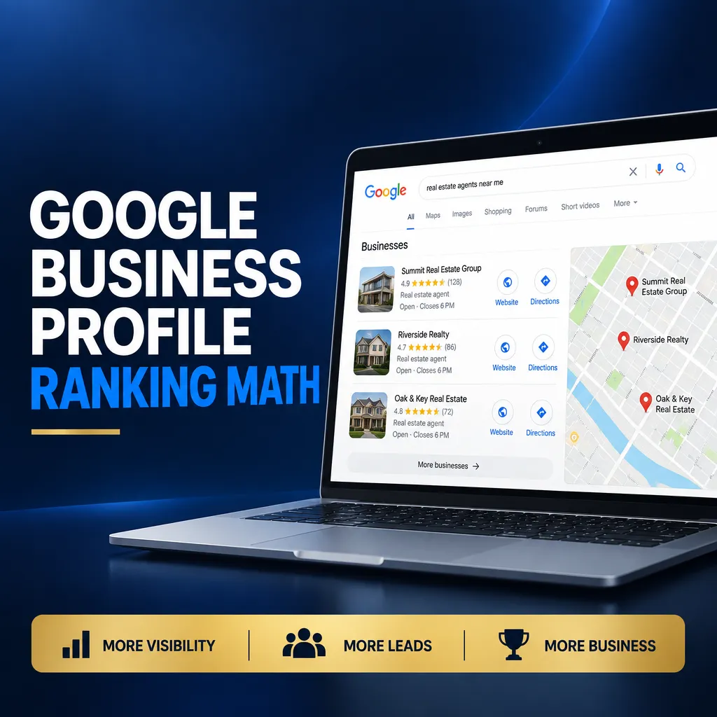Google local map pack results for real estate agents on a laptop