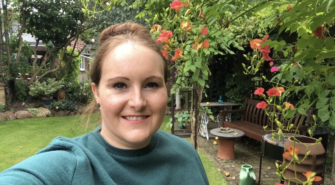 Corinna in a beautiful garden