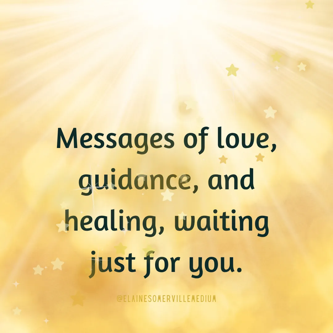 Golden rays of ight with gold stars, private online readings with Elaine Somerville are messges of love guidance and healing, just for you. Book today