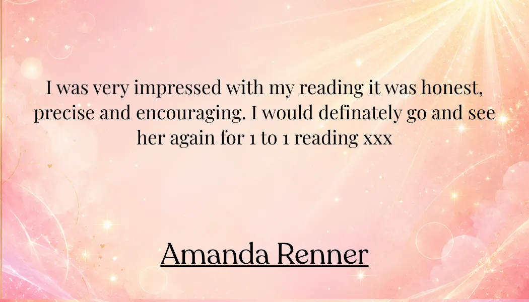 Client recommendation for professional medium Elaine Somerville highlighting compassionate mediumship, evidential spirit communication and a caring approach.