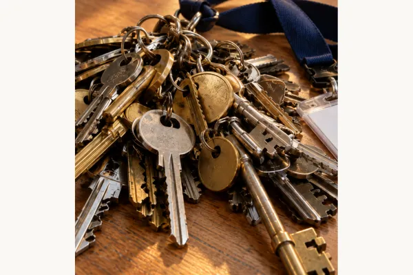 A large bunch of keys held in one hand, a new leader learning to trust themselves.