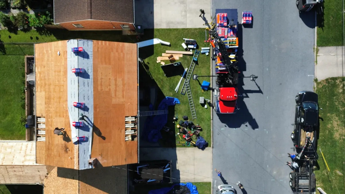 a group of expert roofers on roofing installation