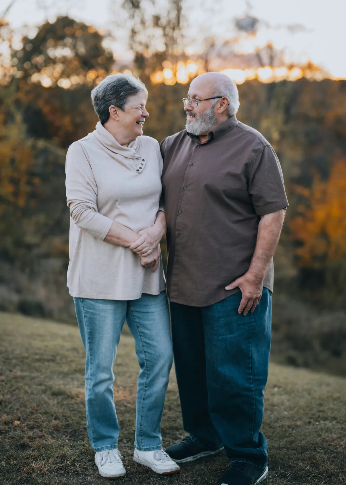 Senior couple walking together outdoors