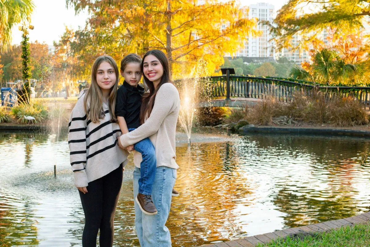 Family posing at Lake Eola Park