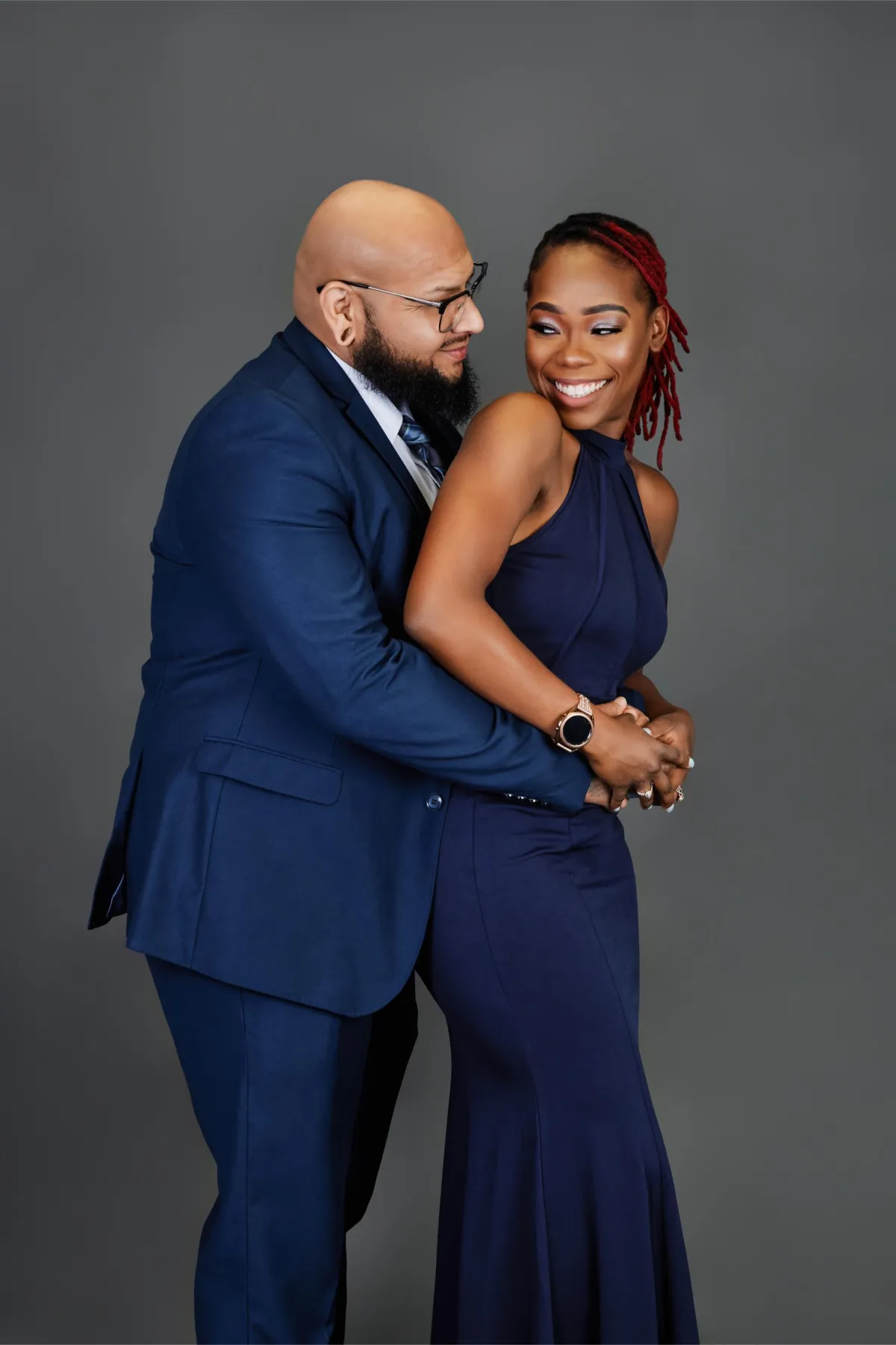 Happy Engaged Couple during a studio session