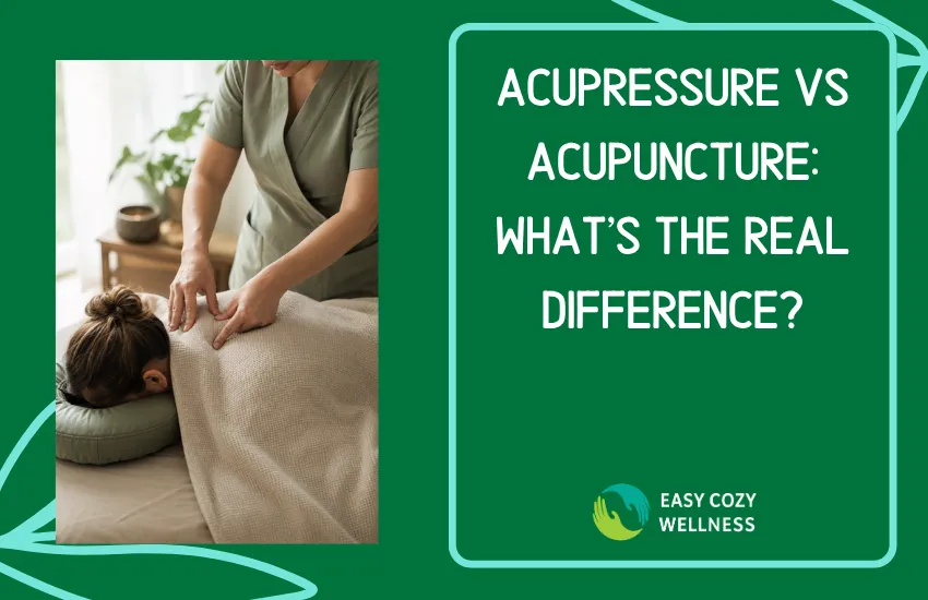 Practitioner applying acupressure to a client's shoulder, illustrating the difference between acupressure and acupuncture