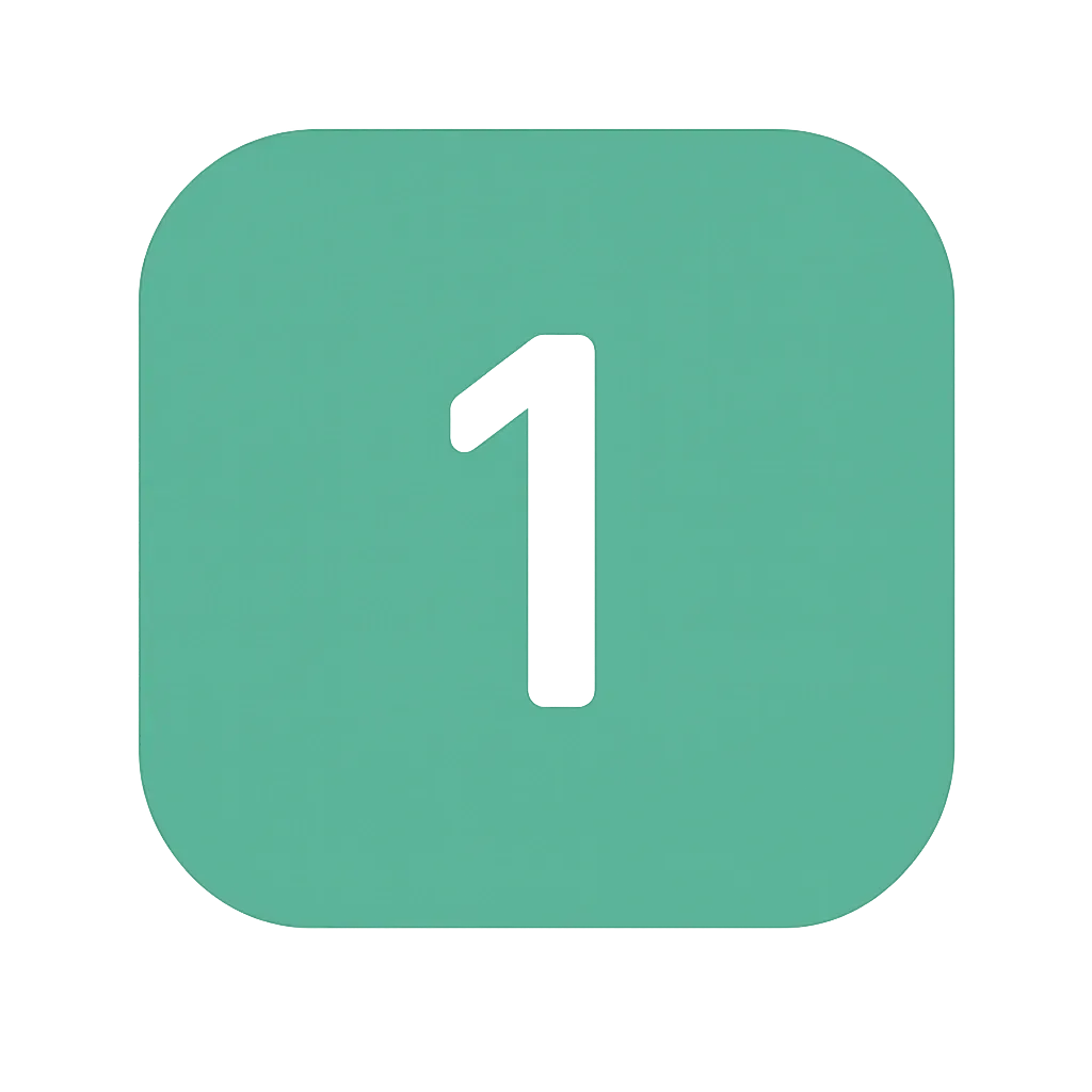 Green square icon with white number 1