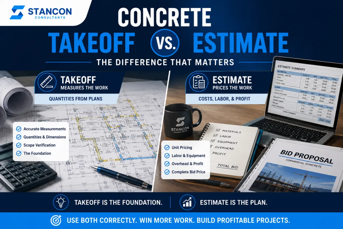 Takeoff vs. Estimate: The Difference Every Commercial Concrete Sub Must Know