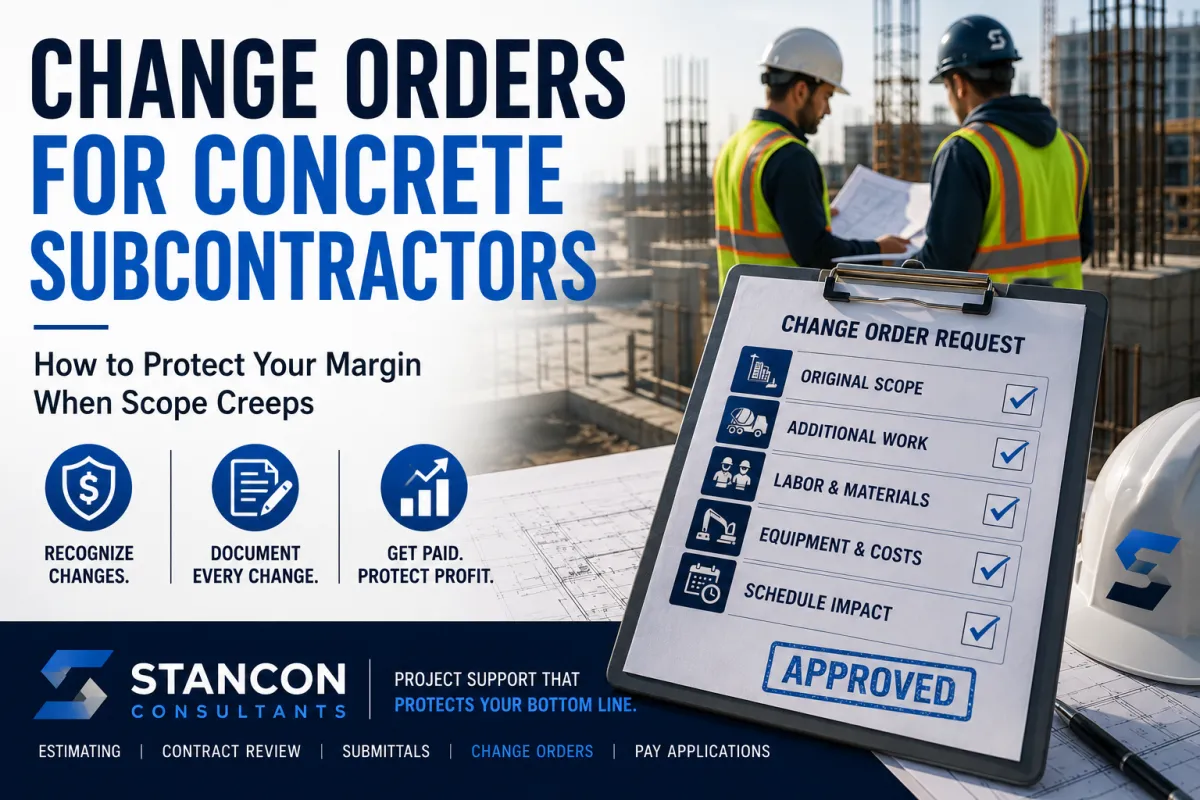 change orders for concrete subs