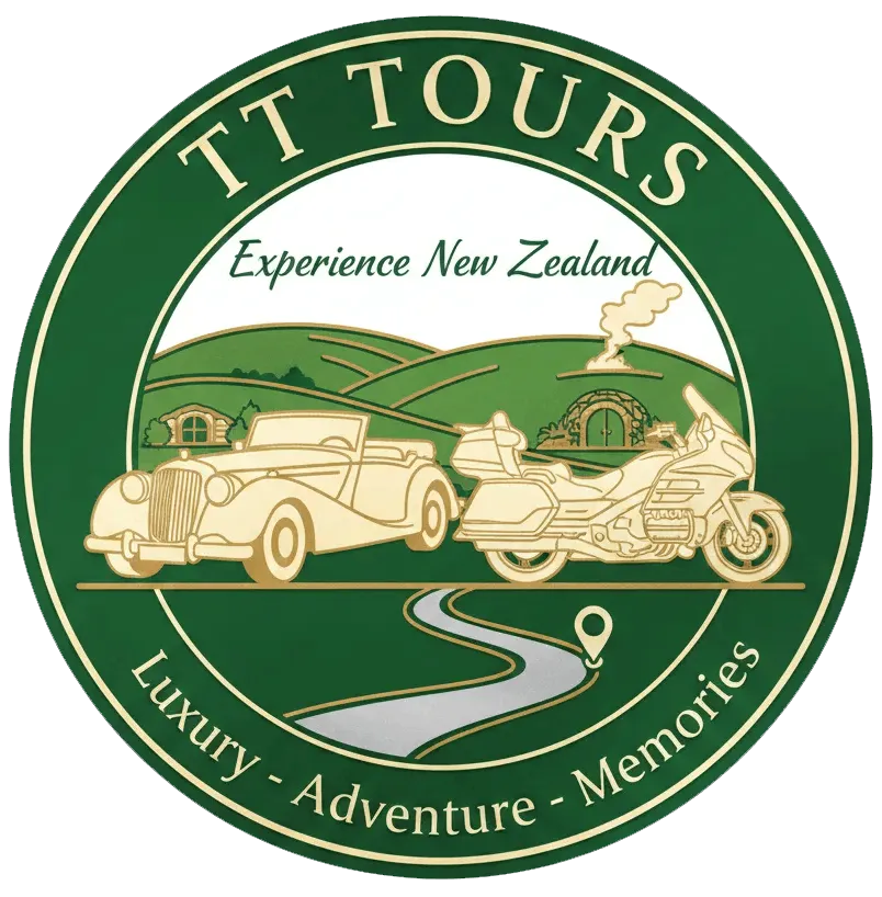 Classic Car Tours logo featuring a classic vintage car and scenic touring design in Waikato, New Zealand