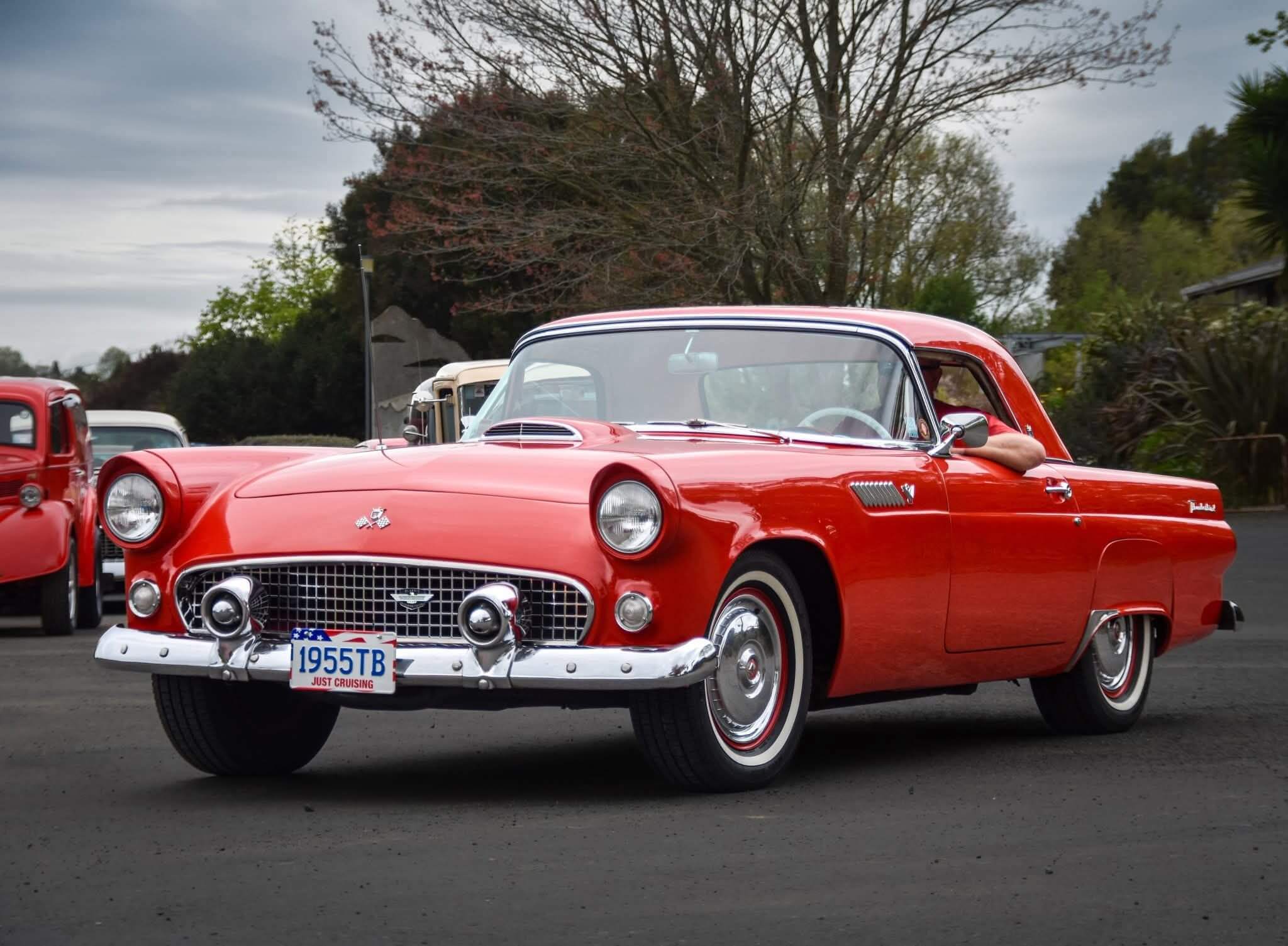 1955 Ford Thunderbird classic car available for scenic tours, wedding car hire and special occasions in Waikato, New Zealand