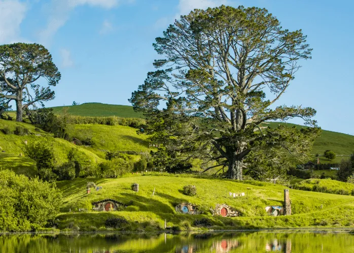 Hobbiton Movie Set in Waikato featured on a Classic Car Tours scenic experience