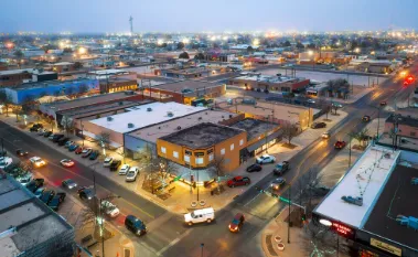 Covered wood deck with steps on home off Lovington Highway