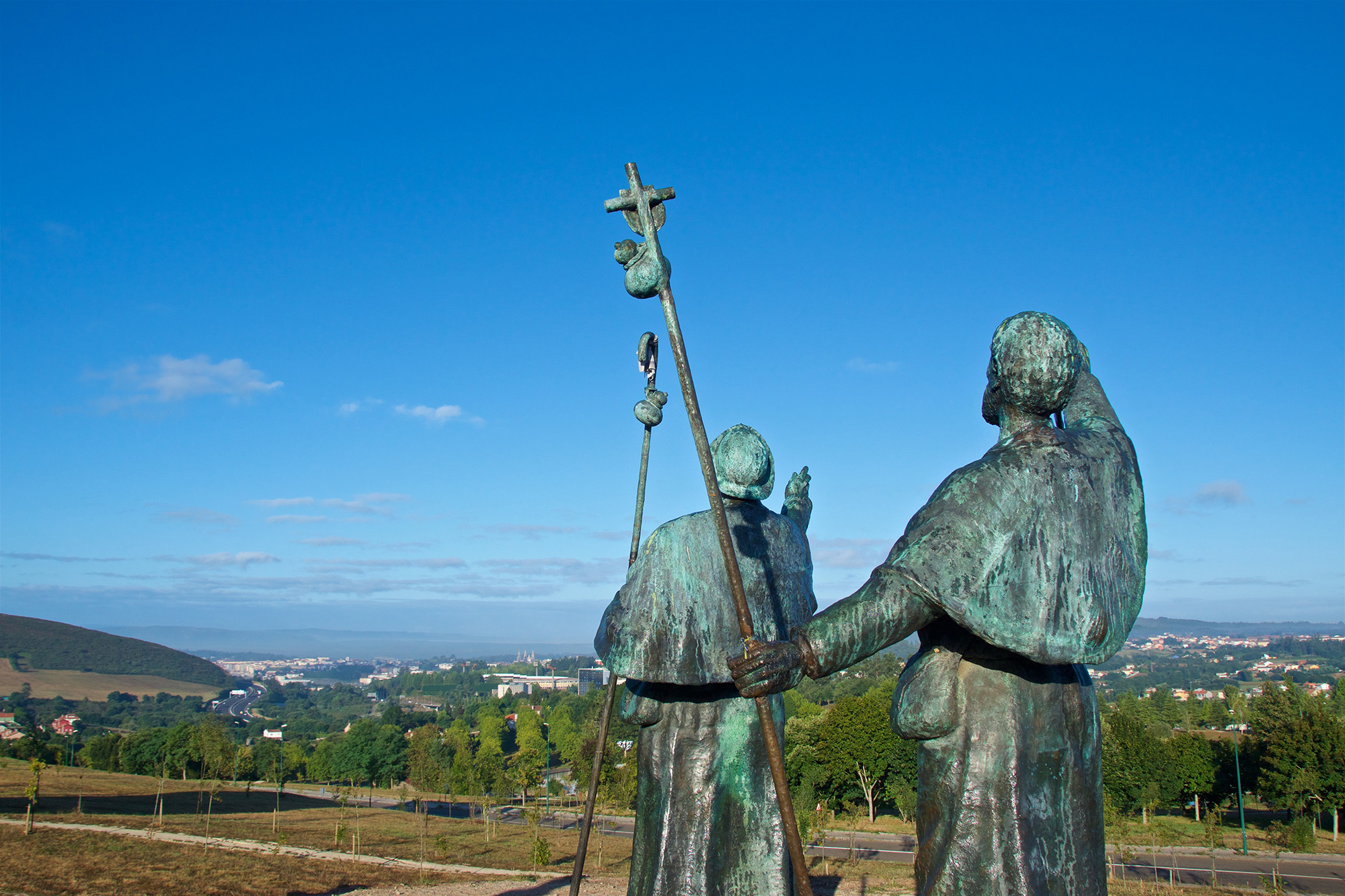 Pilgrim statues at Monte do Gozo overlooking Santiago de Compostela