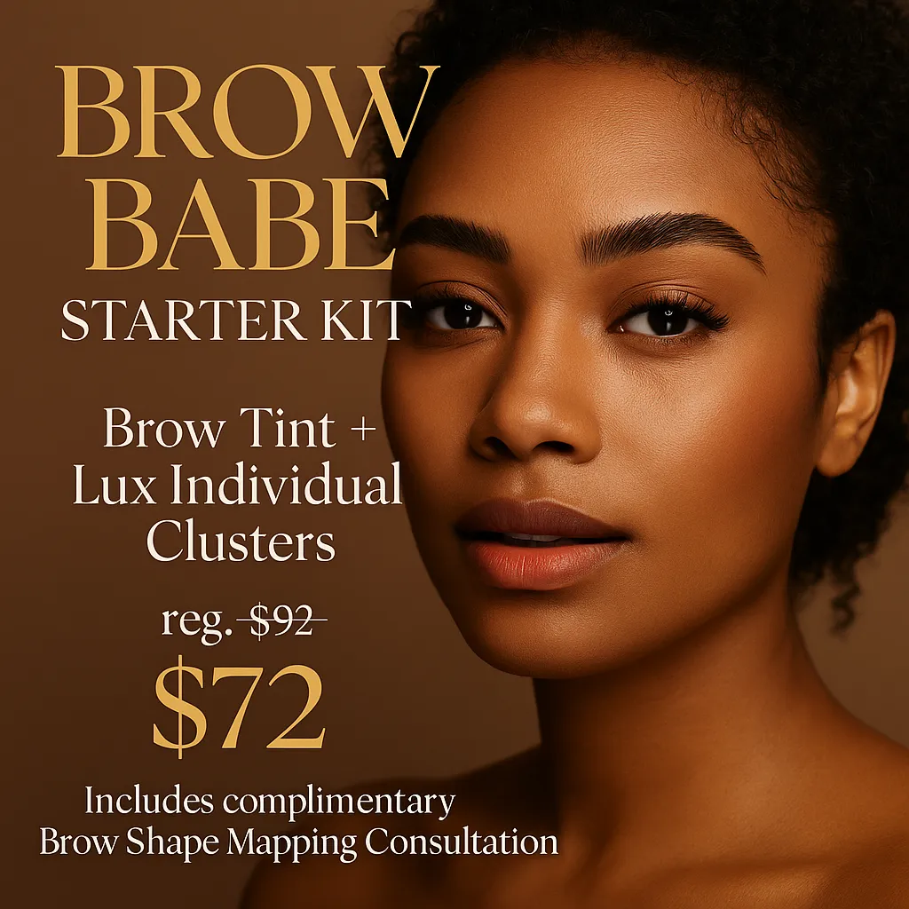 Luxury beauty product package with gold and black accents on a marble surface