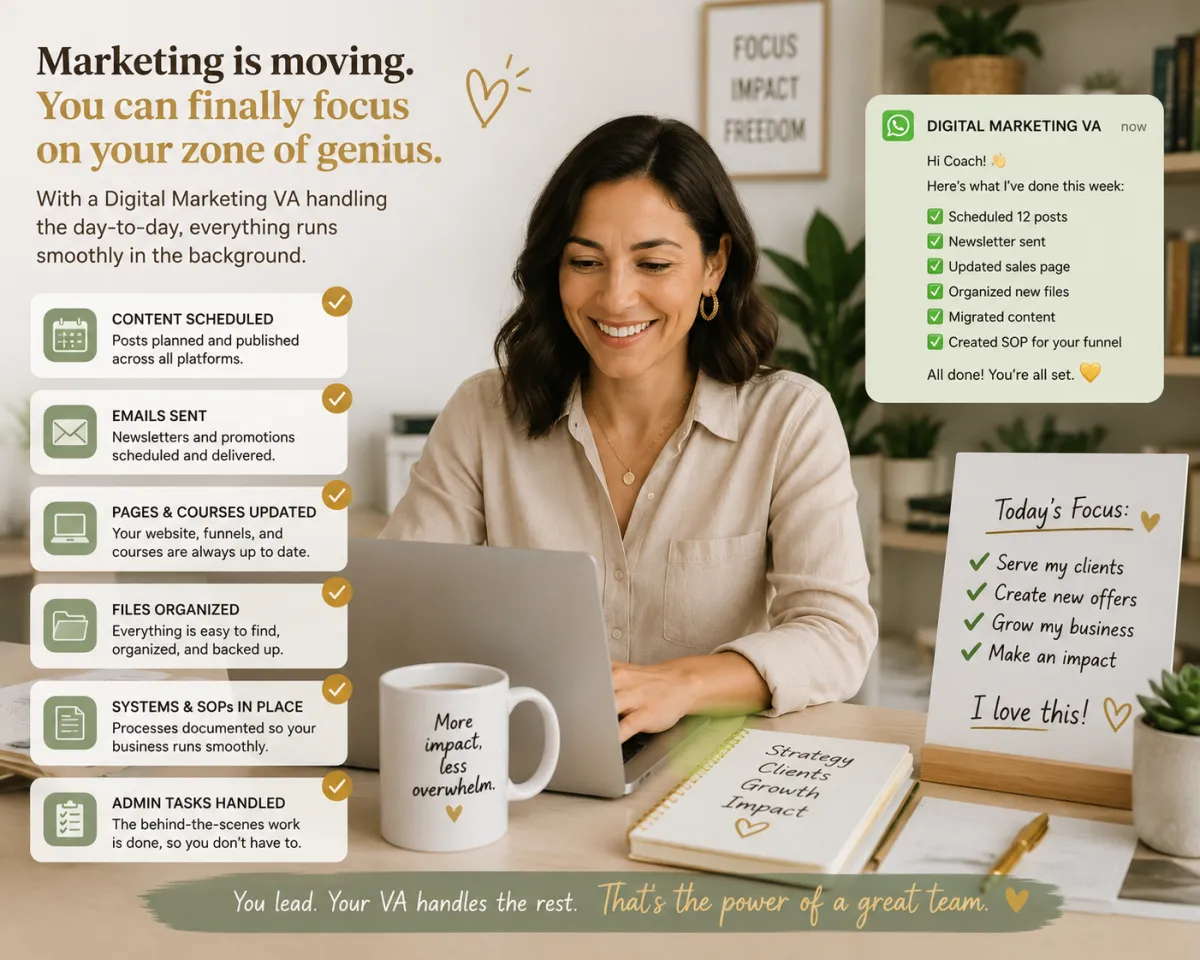 A comparison of a coach overwhelmed by disconnected tools — website, funnel, email platform, and booking system all working separately, causing clients to slip through the cracks versus a fully booked coach because of a fully connected coaching ecosystem — website, funnel, email platform, and booking system working together seamlessly as one complete system