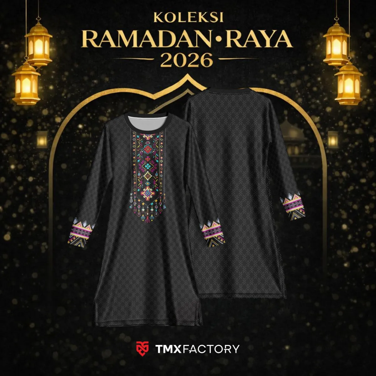 Baju kurung moden warm neutral untuk ibu