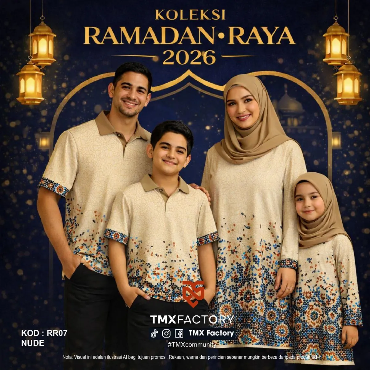 Komuniti dan keluarga bergambar sedondon di pagi Raya