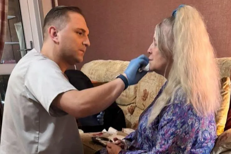 peach and pink petaled flowers