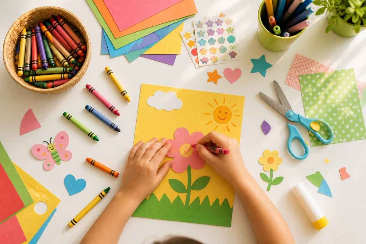 Tactile play materials arranged neatly on a surface