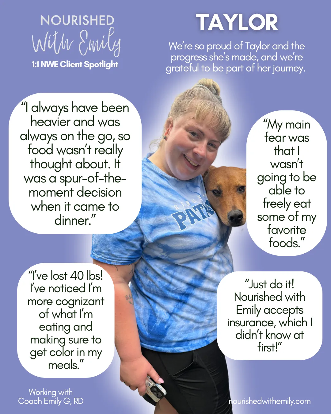 Client Win: Taylor's 40 Pound Journey | Nourished with Emily