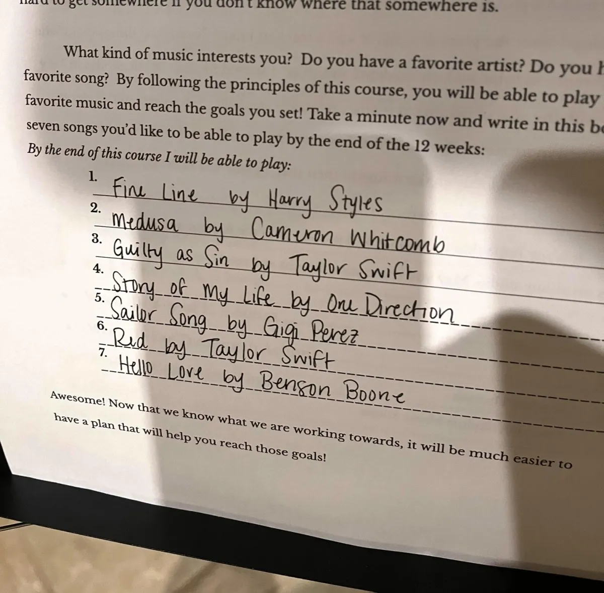 Audrey's Song List