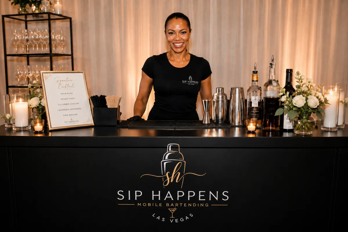 Sip Happens Las Vegas mobile bartender serving a private event
