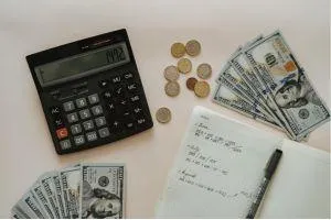 Table with Calculator and Money