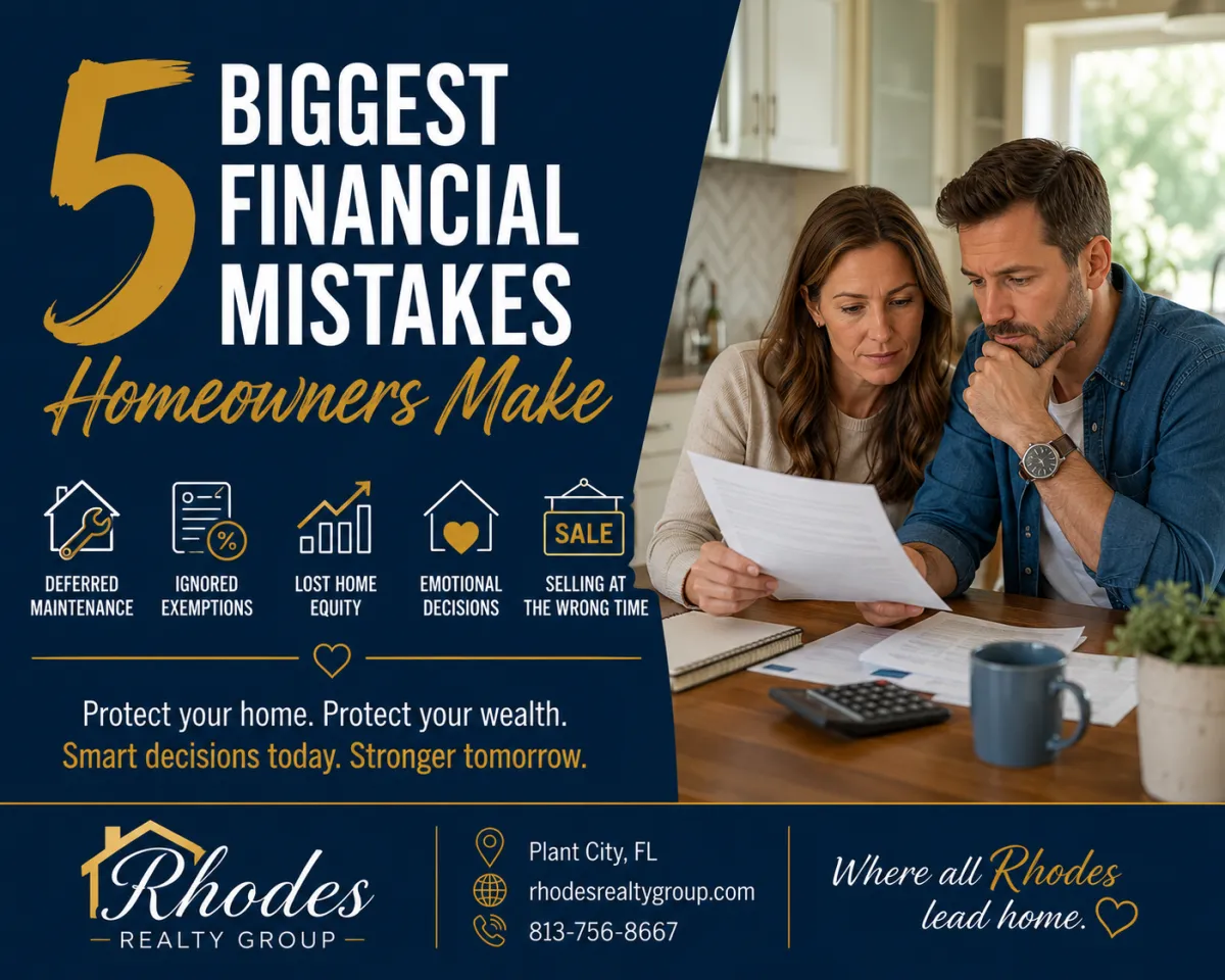  Homeowner reviewing financial documents at kitchen table in Plant City Florida home