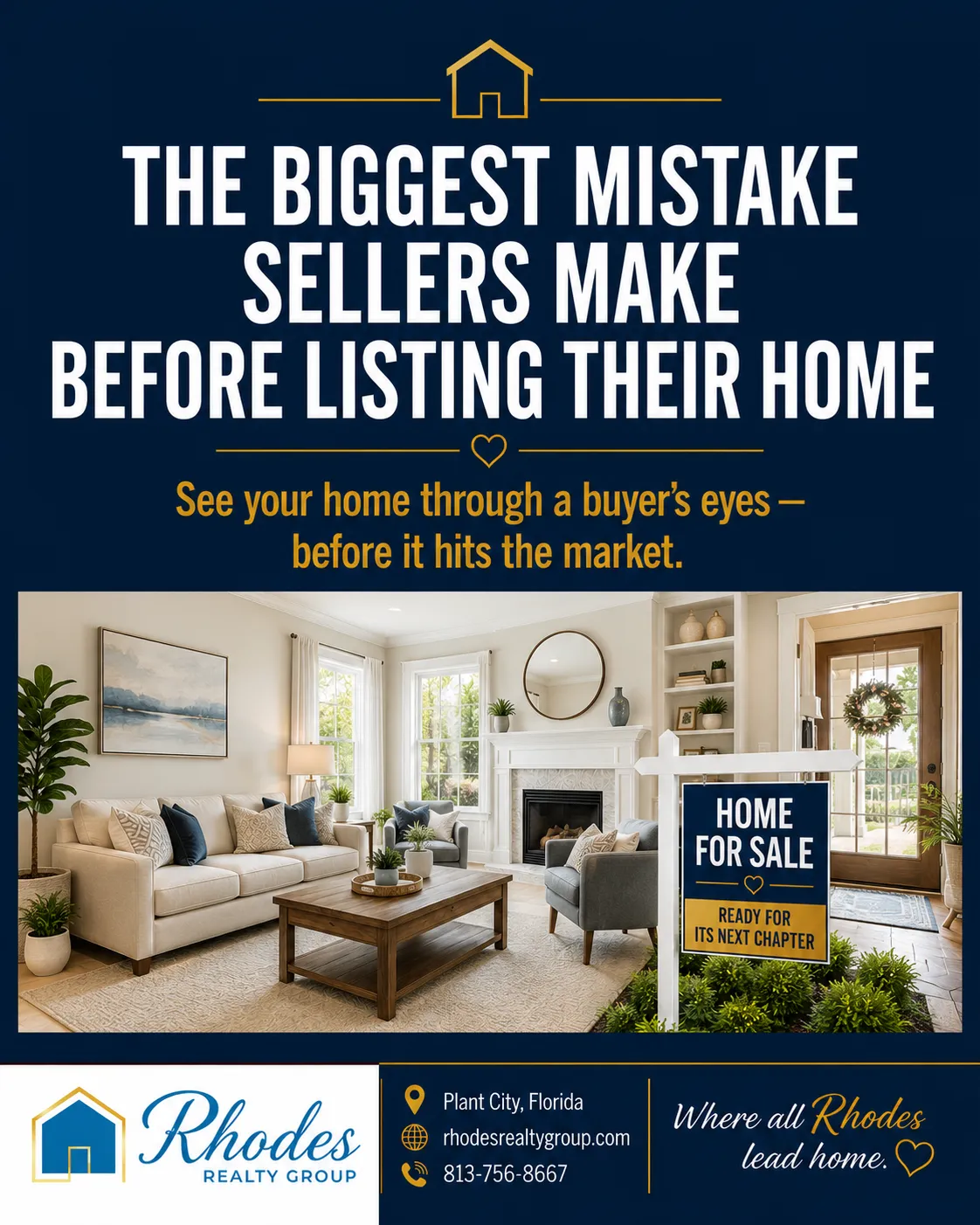 Real estate agent walking through a clean staged home with seller before listing in Plant City Florida