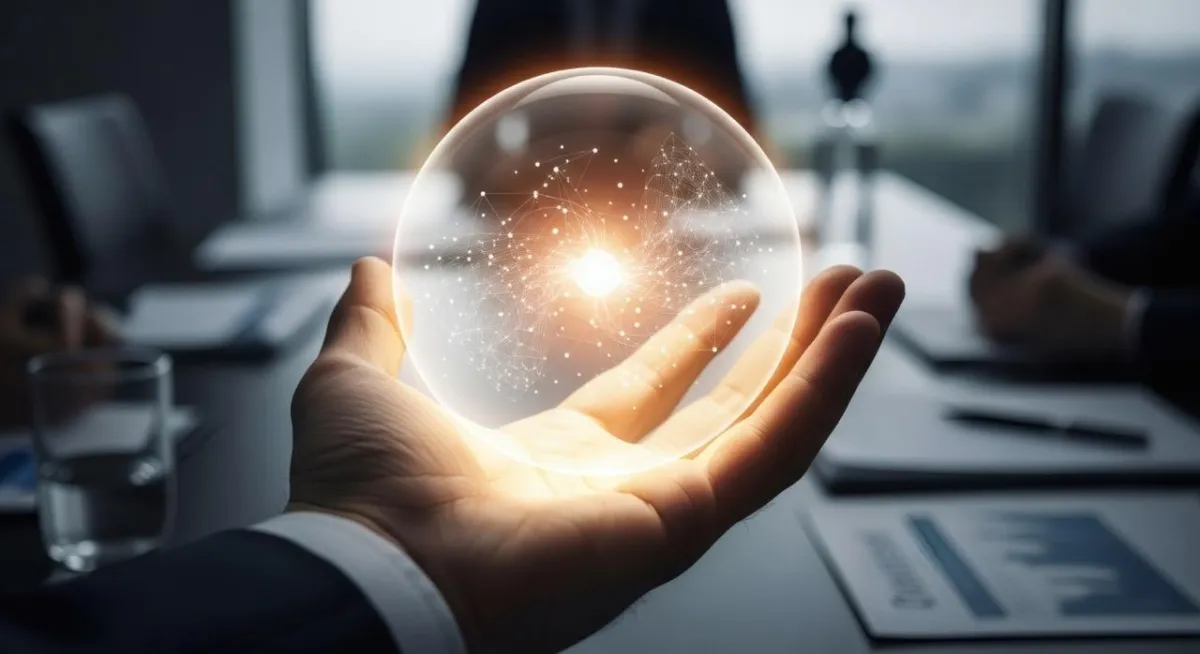 Execution crystal ball in palm of hand