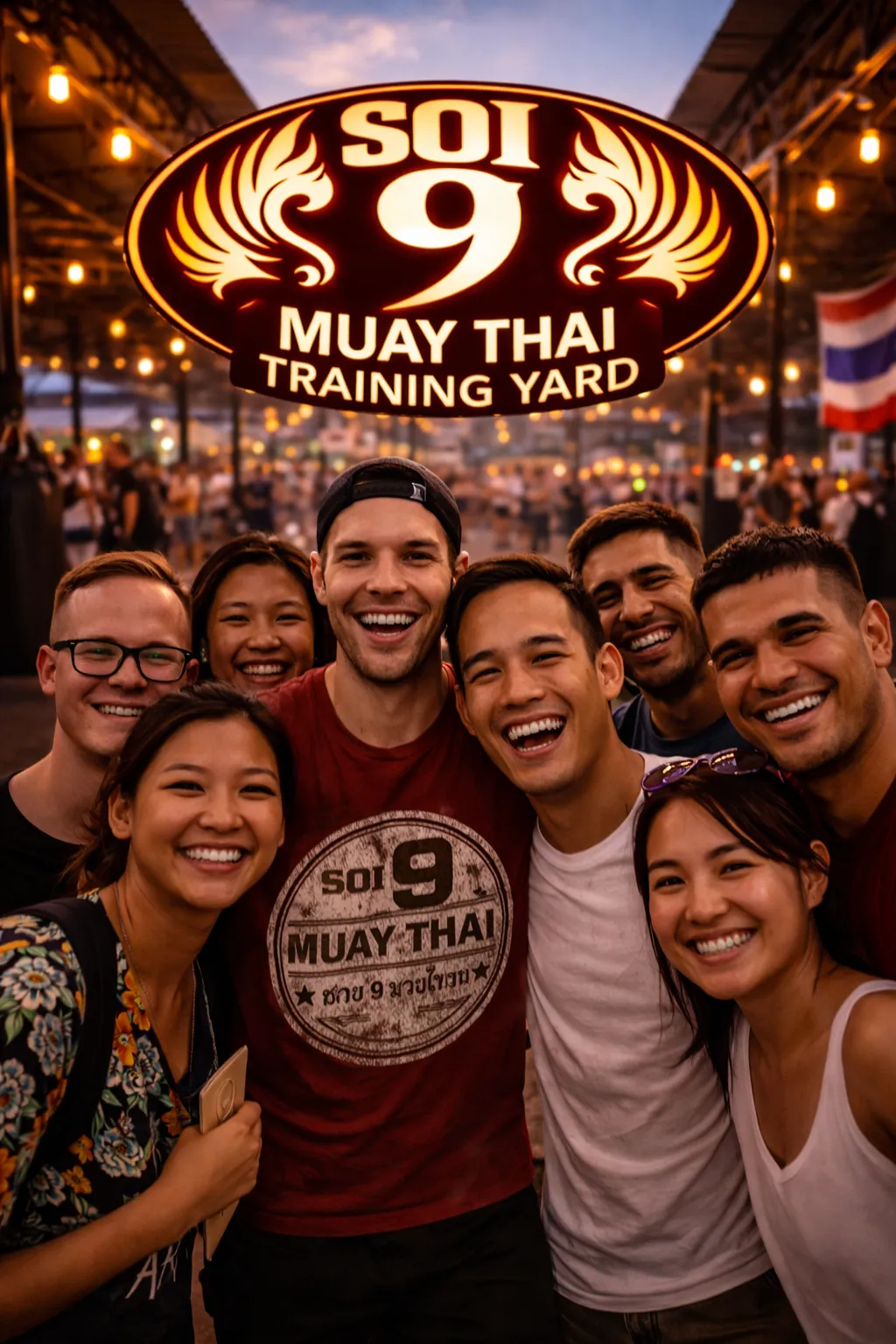 Group training experience at SOI 9 Muay Thai Training Yard outdoor Muay Thai gym