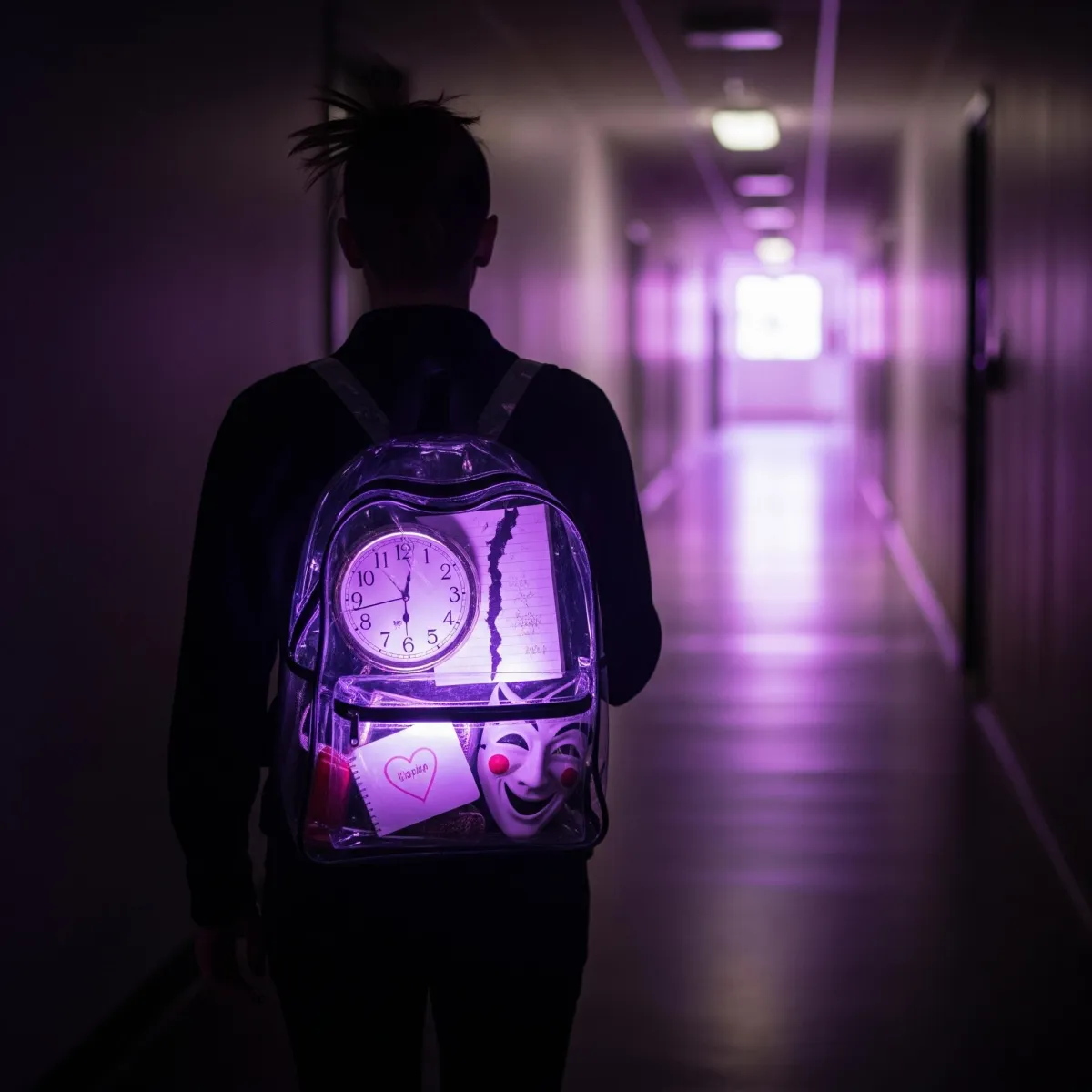 person wearing backpack standing on pathway during golden hour