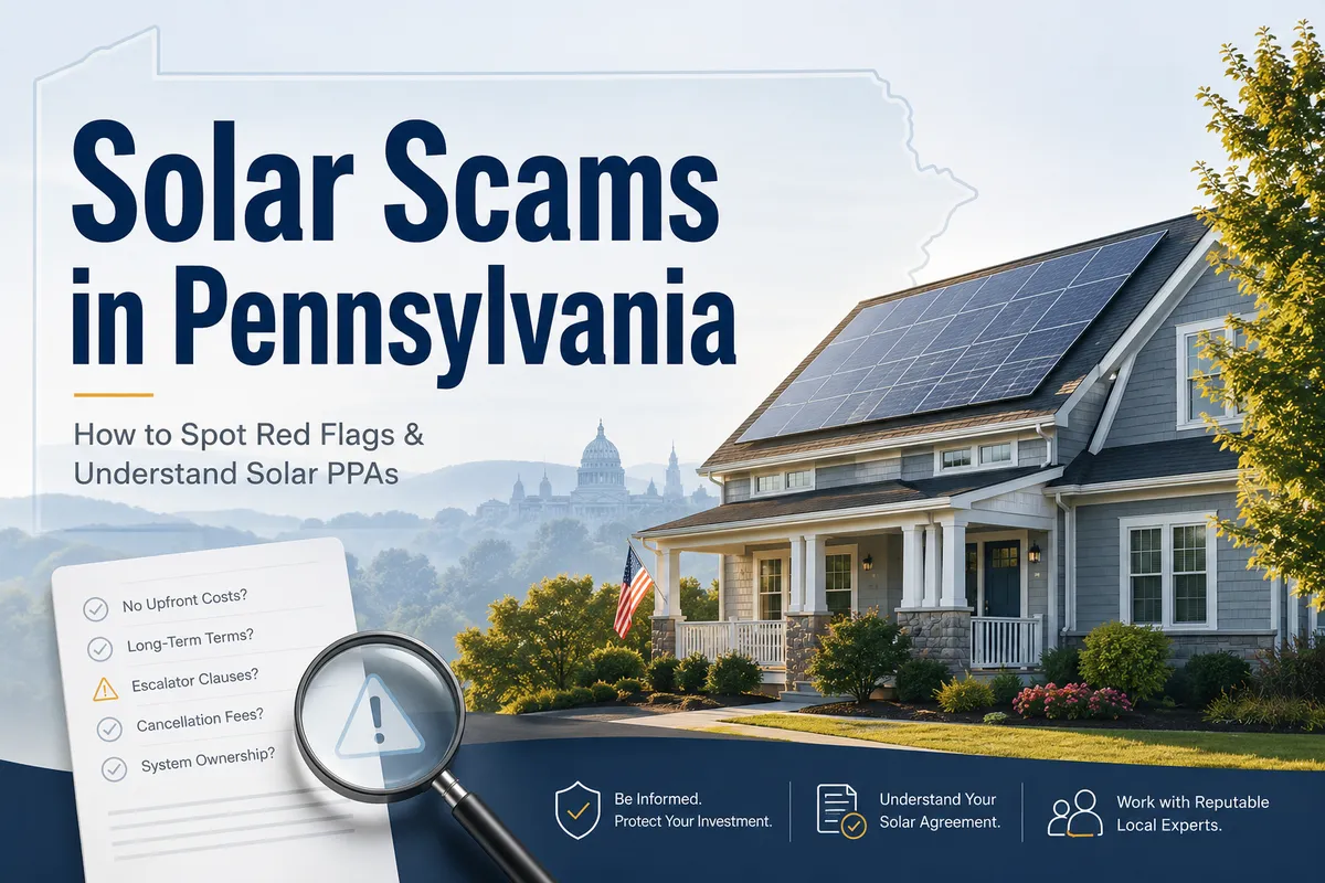 solar scams in Pennsylvania guide explaining solar PPA red flags for homeowners
