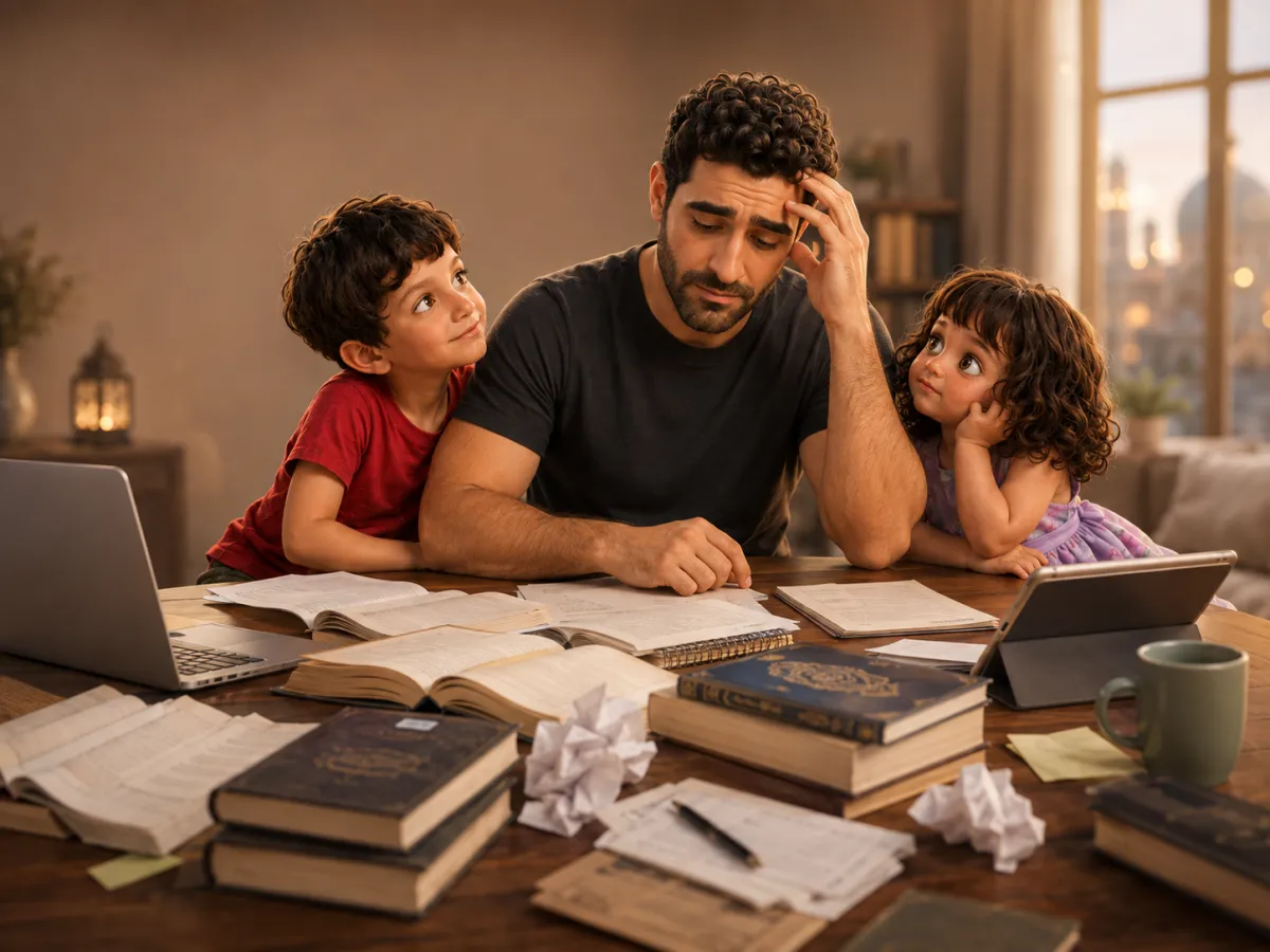 Father Overwhelmed by Prepration