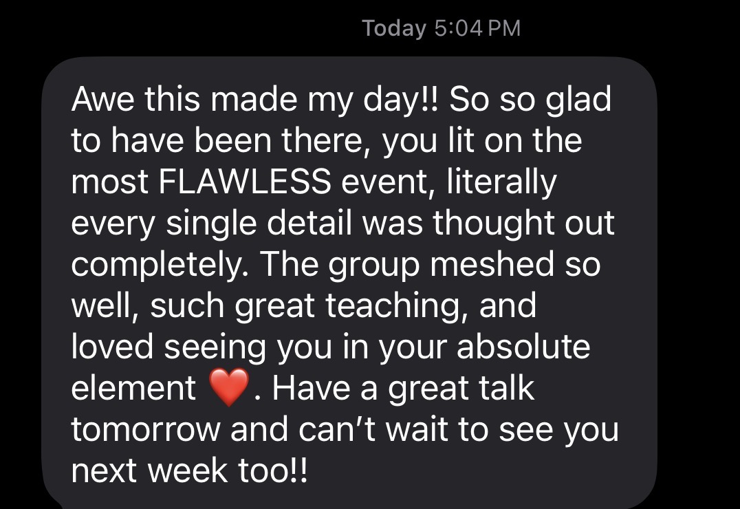 Client message: the FUN(nels) event was flawless and every detail was thought out