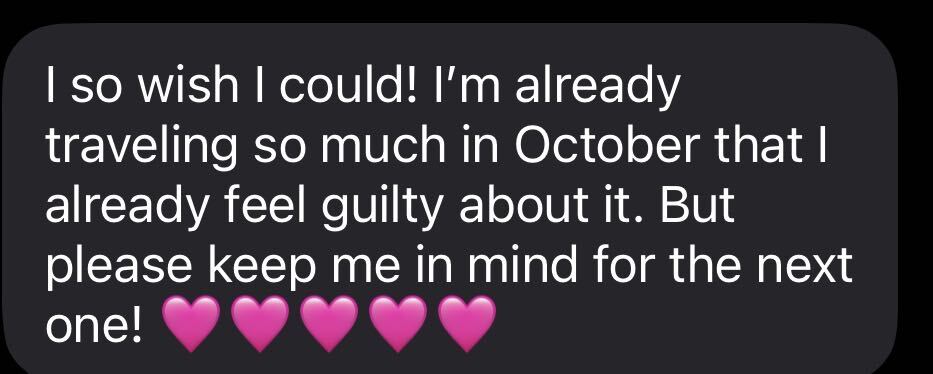 Text from a woman hoping to join Melissa Dlugolecki's next yacht funnel training