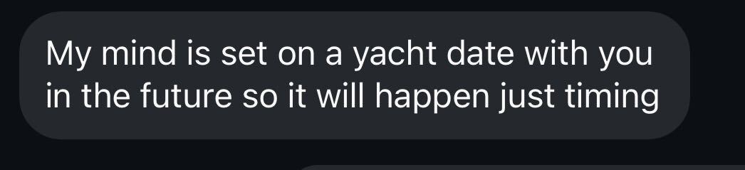 Text from a woman eager to book Melissa Dlugolecki's yacht funnel event
