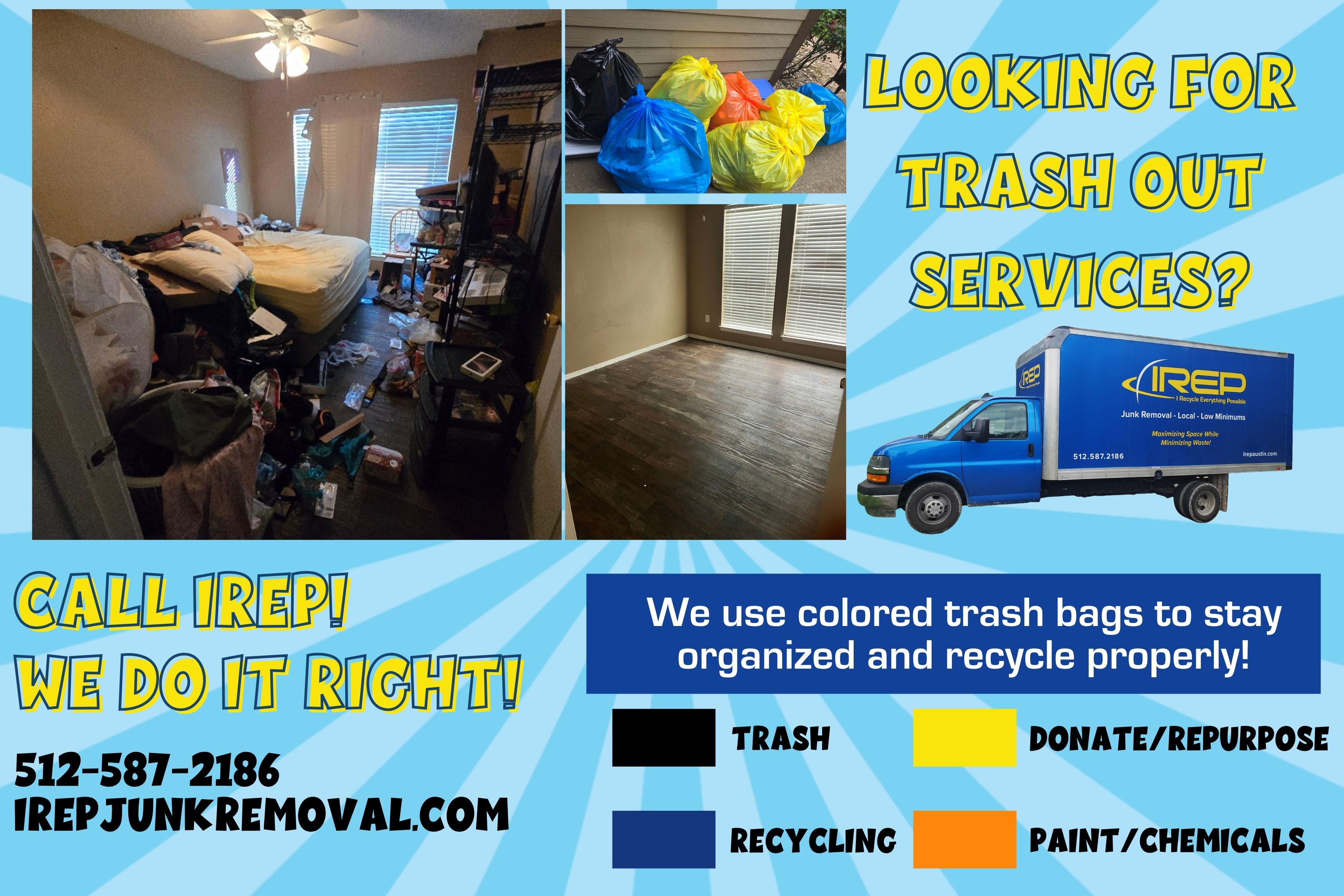 IREP Junk Removal trash Out cleanout process