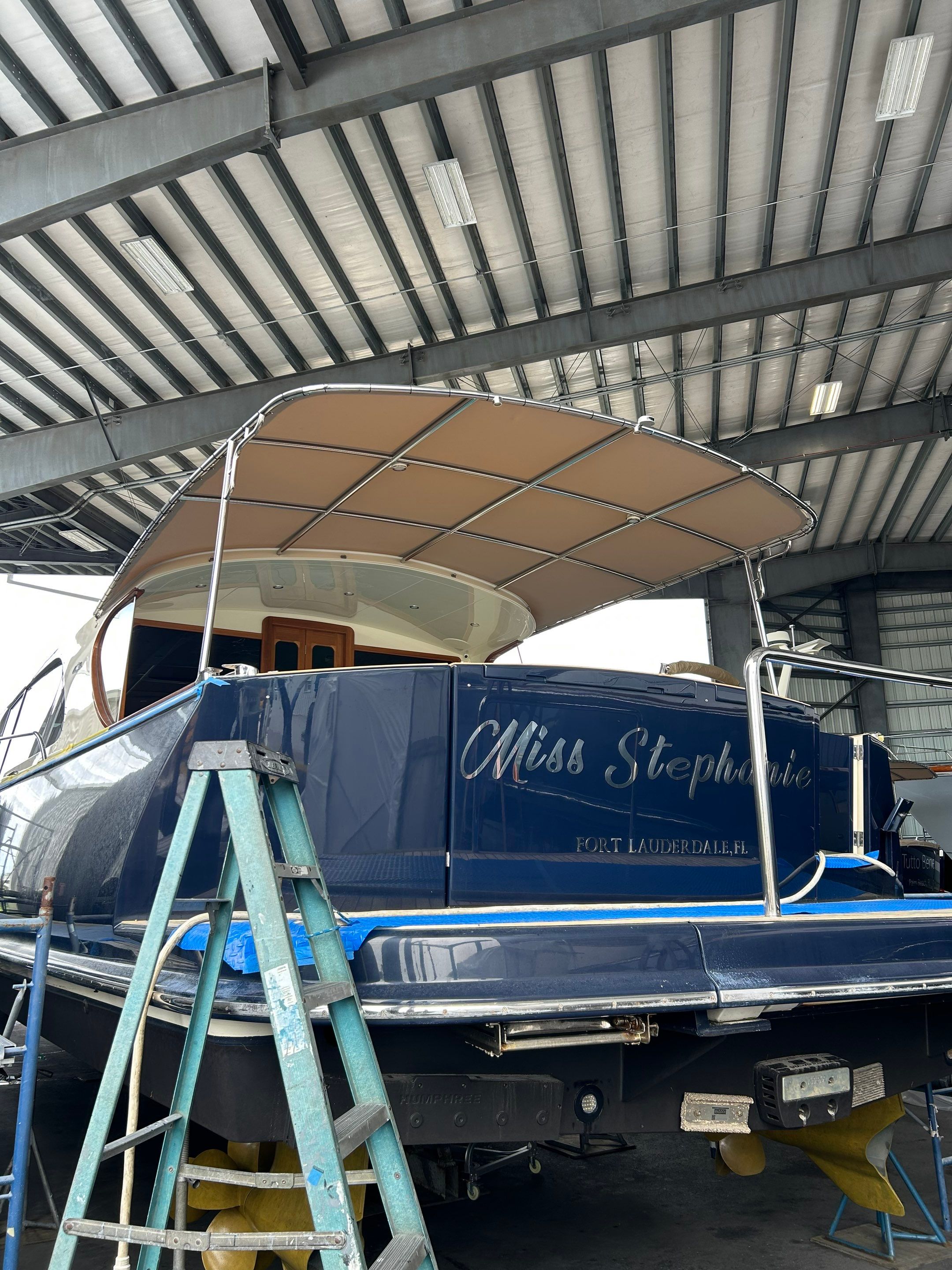 Miss Stephanie yacht name on the stern