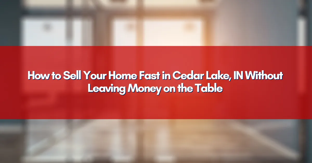 How to Sell Your Home Fast in Cedar Lake, IN Without Leaving Money on the Table
