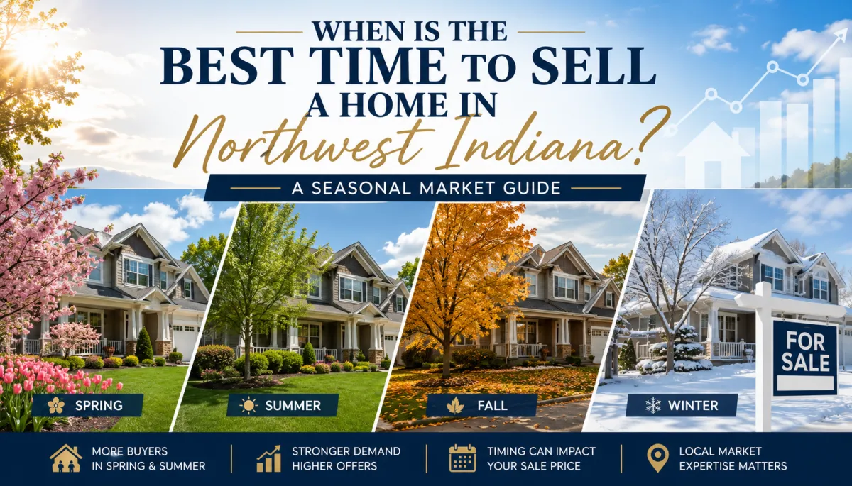Best time to sell a home in Northwest Indiana featuring seasonal real estate market trends across spring, summer, fall, and winter