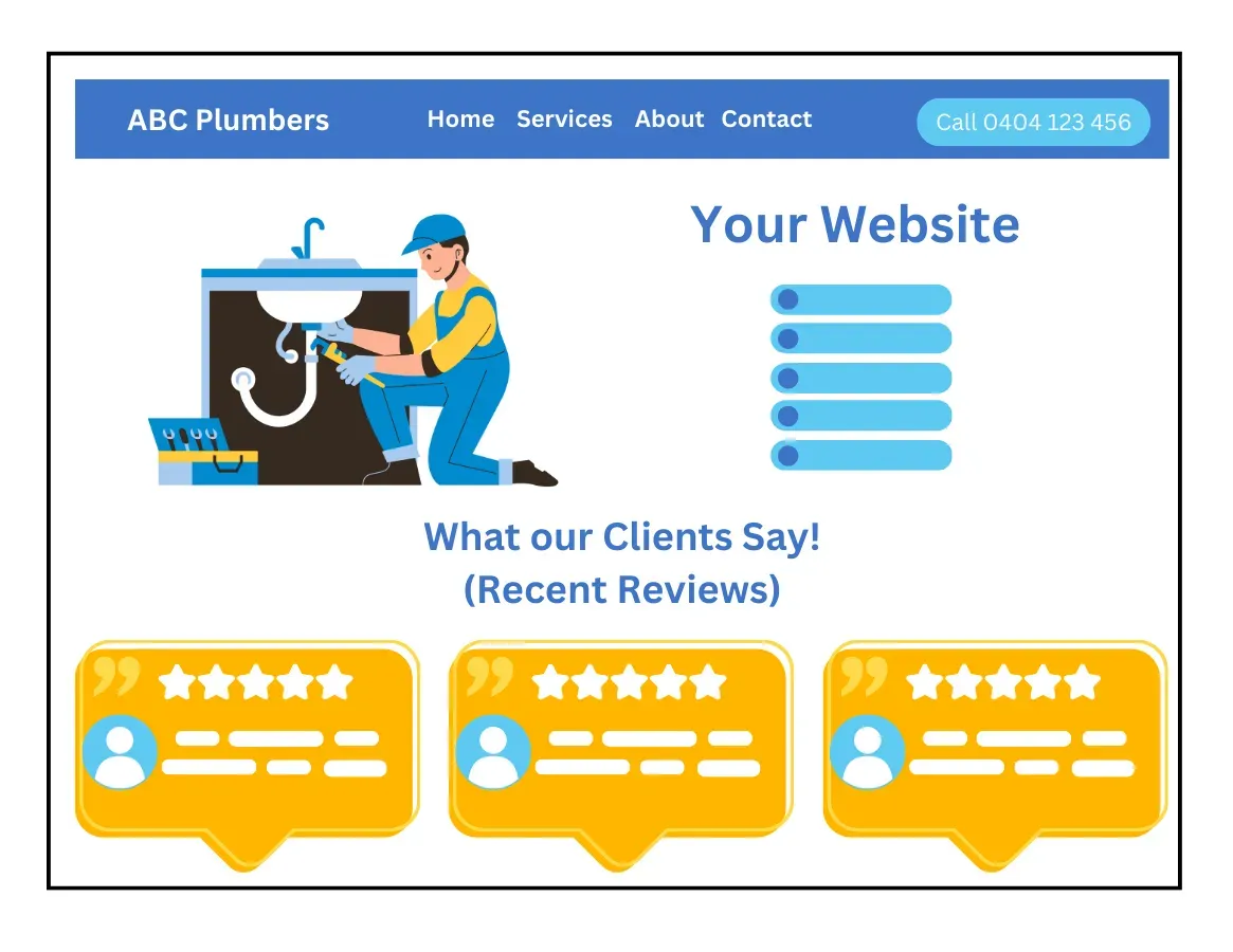 Plumber website showing live Google reviews – display recent customer feedback on your site