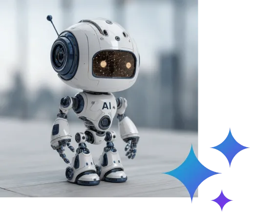 Friendly AI robot representing AI-powered business automation and digital services.