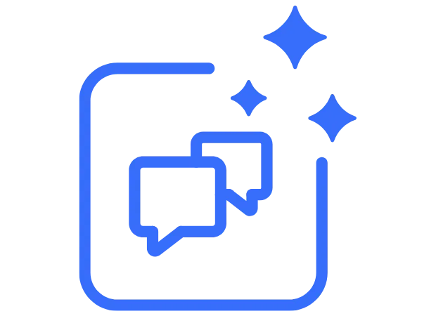 AI conversation system symbol showing automated two-way messaging and customer engagement.