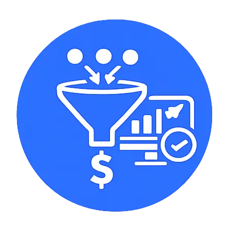 Sales pipeline dashboard icon showing lead tracking, conversion stages, and performance insights for Perth businesses