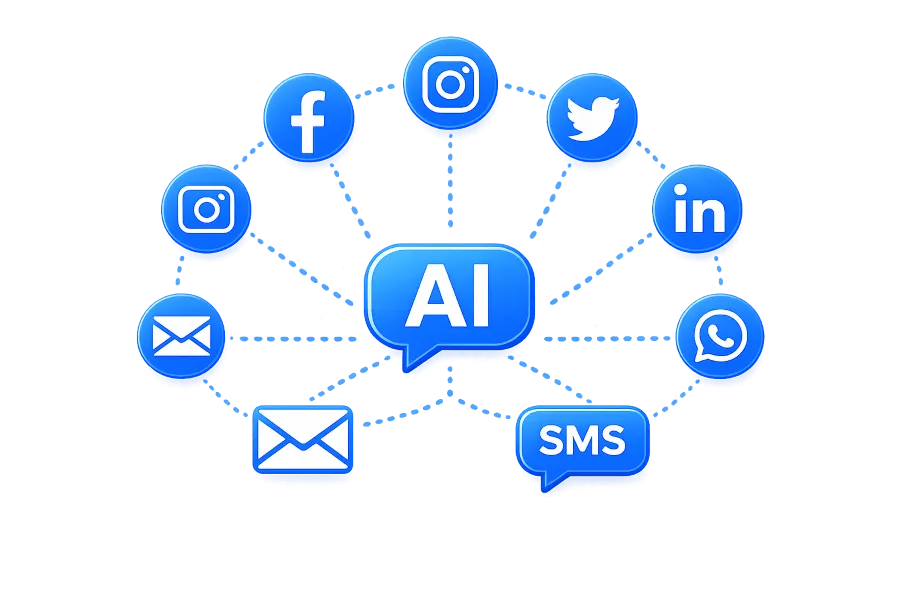 Friendly AI robot representing AI-powered business automation and digital services.