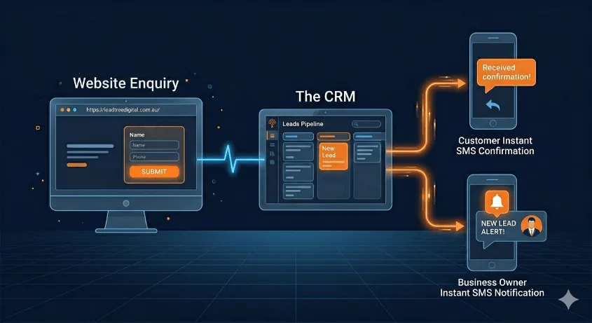 Automated website enquiry and instant customer notification system.