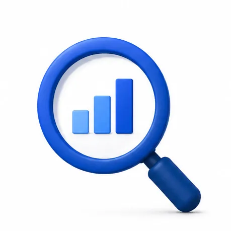 Icon of a magnifying glass over a document, representing Google ranking.