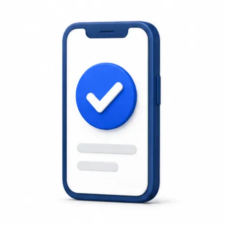 Icon of a mobile phone with a checkmark, representing mobile optimization.